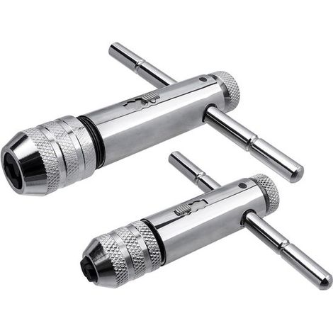 Juego de 2 llaves de carraca ajustables con mango en T para machos de roscar métricos M3-M12 (1/5)