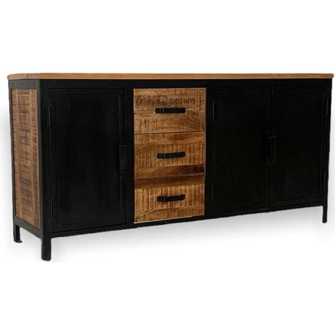 Induse Large Sideboard - Mango Wood/Iron - L42 x W160 x H78 cm - PP Sawn Finish