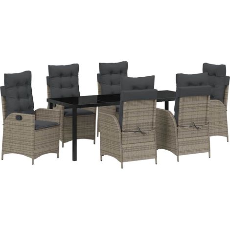 Maison Exclusive - Set da Pranzo per Giardino con cuscino 7 pcs Grigio polyrattan