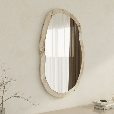 Espejo Tromello, Forma Ovalada, Tipo de Pared, Estructura Transparente, 52x86h cm Mármol Blanco (1/5)