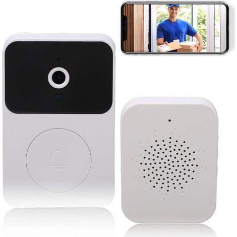 Timbre inalámbrico con cámara, timbre inalámbrico para exteriores, compatible con videollamadas, transmisión de audio variable, captura de imágenes, visión nocturna (blanco) - ANPVIZ (1/5)