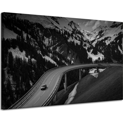 Leinwanddruck Naturstraße durch die Berge 120x80 cm