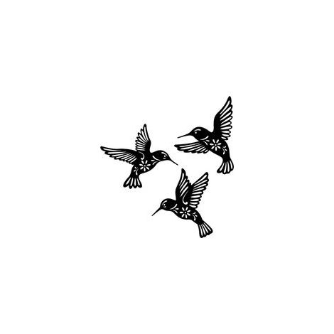 Lot de 3 décorations murales colibri en métal noir, fer forgé, 10,2 pouces – (1/4)