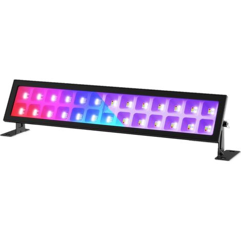 Ortviai Projecteur LED RGB+UV 48 W pour Lavage de Mur – Barre Lumineuse Étanche IP66, Télécommande RF 17 touches, Noir (1/5)