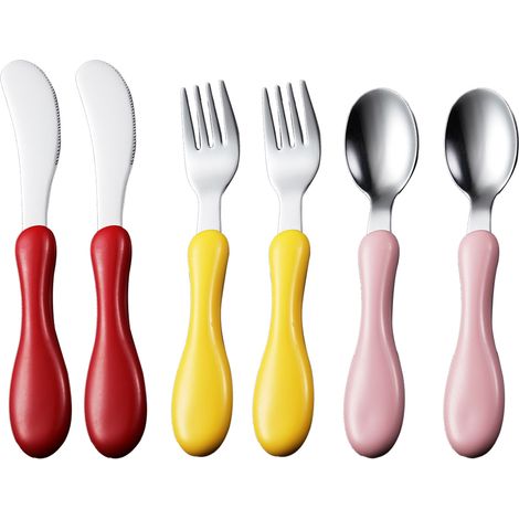 Couverts Enfants - Fourchette Cuillère Ensemble En Acier Inoxydable 304 - Poignée Ergonomique - Pour Auto-alimentation - 6 Pièces (1/5)