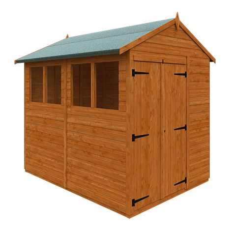 8x6 Flex Apex Double Door 12mm Flex - L238.8 x W175 x H213.5 cm - Solid Wood/Softwood/Pine - Burnt Orange