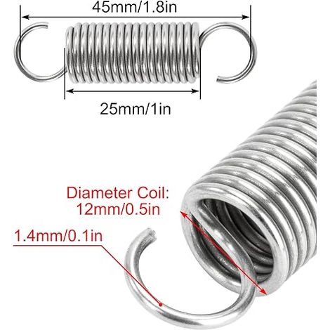 Tension Spring Stainless Steel Wire Diameter 1.4 mm Outer Diameter 12 mm Force 4.8 kg (1/4)