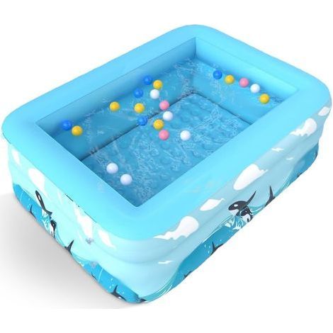 110 x 83 cm großes, quadratisches aufblasbares Schwimmbecken, Kinderplanschbecken, ideal für den Innen- und Außenbereich, Sommergartenspielzeug für die ganze Familie (1/5)
