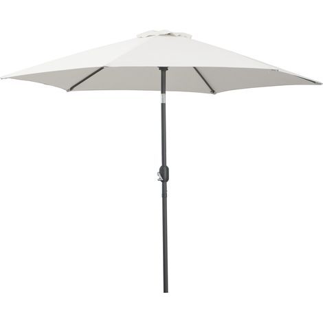 Parasol droit parasol inclinable de jardin balcon terrasse manivelle toile polyester imperméabilisée haute densité 180 g/m² Ø2,6 x 2,35H m aluminium crème (1/5)
