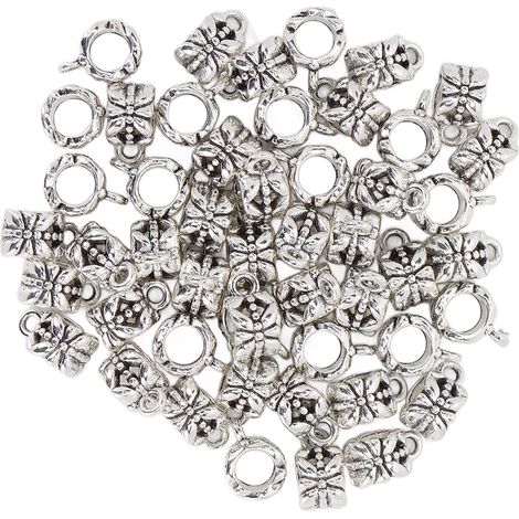 50 perles à barbe, perles pour tresses, finition argent antique, taille moyenne, perles raffinées pour dreadlocks (1/5)