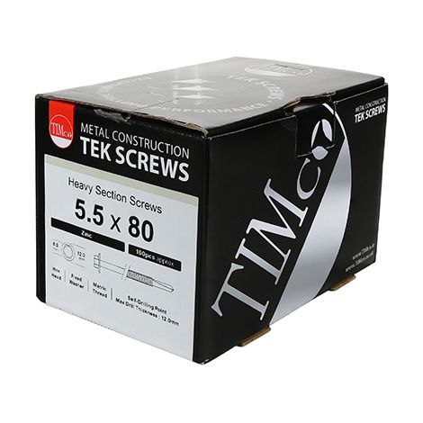 TIMCO Self-Drilling Heavy Section Silver Screws with EPDM Washer - 5.5 x 32 (1/2)