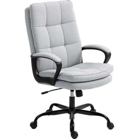 Double Padded LinenLook Office Chair  Light Grey (1/5)