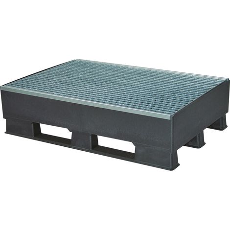 BRB Sicherheits Auffangwanne aus Kunststoff, mit Gitterrost, Auffangvolumen 120 Liter, LxBxH 1200x800x315 mm (1/2)