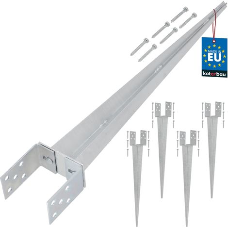 KOTARBAU® 4 Pièces Support de Poteau Réglable - 0-120 mm - Acier Galvanisé - 70 cm - Argent - Support Poteau a Enfoncer - Ancrage Balancoire - Ancre a Enfoncer - pour Poteaux Bois (1/5)