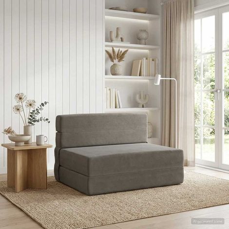 Sofá Cama Plegable Gris Claro 100 x 80 x 60 cm Tela (1/5)