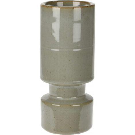 Bougeoir en verre gris 8x21cm