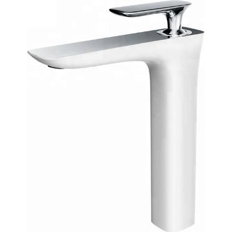Robinet De Lavabo Surélevé 005 Blanc Et Chromé Collection Argolide (1/5)