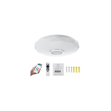 TAISHENGDA-Plafonnier LED Bluetooth 32 cm avec Haut-Parleur – Lampe de Plafond Ronde RGB Multicolore pour Chambre Salon(36W 30cm Style Diamant Couleurs Application musicale Bluetooth + Télécommande (2 (1/5)