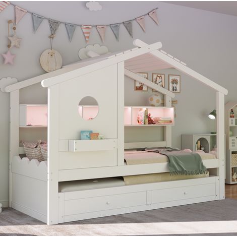 Cama infantil cama nido con almacenaje LED OKMYHOME (1/5)