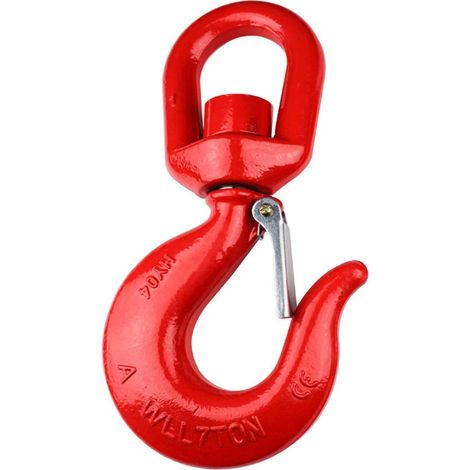 Tonnen Universal-Drehhaken der Güteklasse 80 – Schwerlast-Drehhaken mit Riegel – 1,6 cm – 2,998 kg – Hebe-Drehhaken – Schwenkbarer Hebehaken – Hebehaken (1/5)