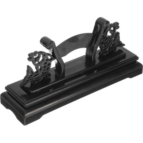 Support pour Éventail Pliable Chinois Vintage en Plastique Noir Ambiance Estivale, Socle D'exposition pour Ventilateurs en Plastique, Surface Lisse, Décor de Table (1/5)