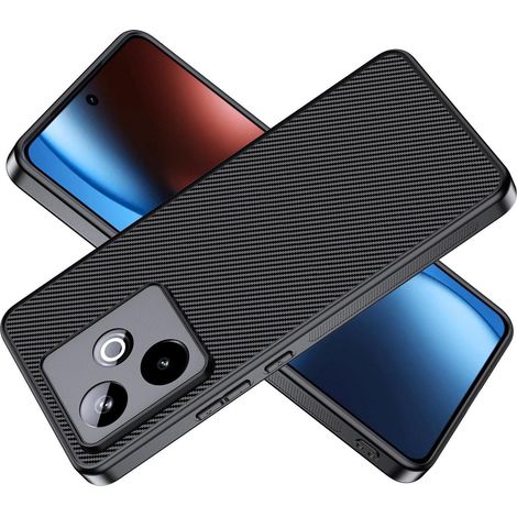 Hülle für Realme GT 7, TPU Kohlefaser, Stoßfest & Kratzfest Schwarz