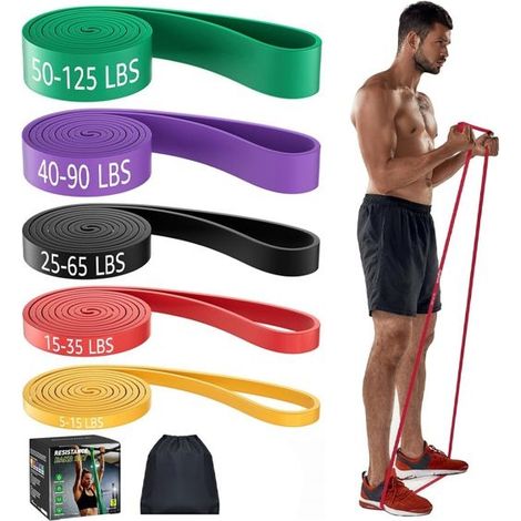 Elastique Musculation,5 Niveaux différents Élastique Musculation,Bande Elastique Musculation avec Poignées Ancre de Porte (1/5)
