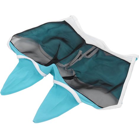 Masque anti-mouches pour cheval, en tissu tricoté souple et élastique, respirant et anti-moustiques, avec cache-oreilles, pour la tête du cheval, fermeture velcro, grand bleu (1/5)