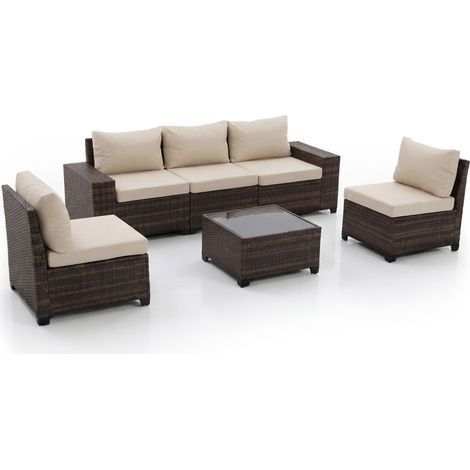 Sofa de Exterior Modular Javis en Ratan PE. Muebles de Jardin y Terraza, , Ratan Marron (1/5)