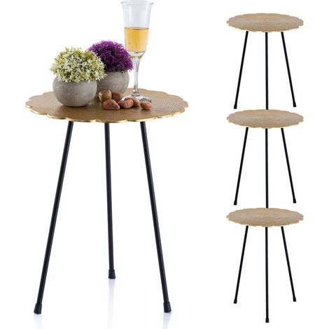 Lot de 4 Tables d'Appoint Rondes en Aluminium Argenté ou Doré 35x45cm - PANGIVO