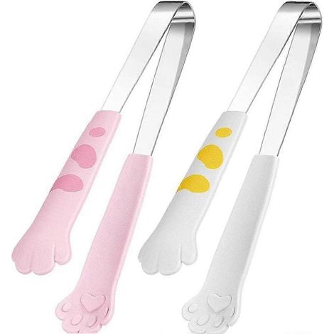 Pinces de cuisine (lot de 2) en forme de patte de chat, ustensiles en acier inoxydable pour servir, frire, cuisiner et griller (1/5)