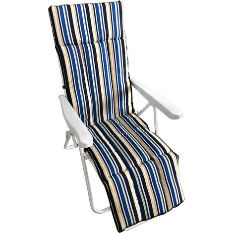 Garden Friend Poltrona Ischia Multiposizione 58x77x106h con poggiapiedi cm a righe blu (1/2)