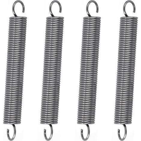 4 Pièces - Ressort De Traction - Acier Inoxydable - Double Crochet 90 Degrés - Pour Tentes Et Fitness - Argent - 1,2x10x75cm (1/5)