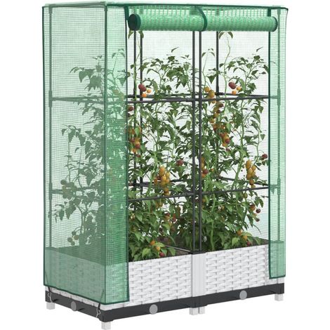 Jardinière surélevée-Pot de fleur avec housse aspect rotin 80x40x123 cm 319135 (1/5)