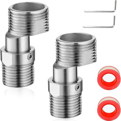 2 Pièces S Raccord En Acier Inoxydable 360 Degree Rotating Pipe Fitting Avec 2 Clés Allen Et 2 Sangles Pour Matières Premières For Wall Mounted Faucet