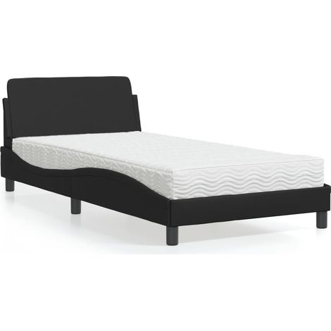 Bett mit Matratze Schwarz 100x200 cm Kunstleder vidaXL343710 (1/5)
