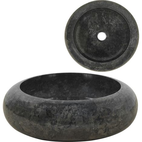 Lavabo redondo - vidaXL Lavabo de mármol negro 40x12 cm - Lavabo moderno