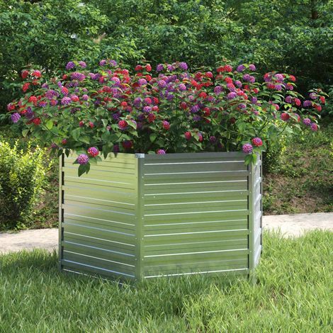 Letto Rialzato da Giardino 129x77 cm in Acciaio Zincato Argento (1/5)