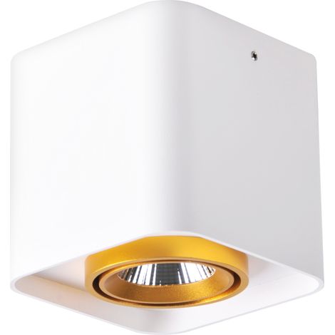Spot LED saillie carré 10W 800lm 3000K blanc-or Polux (1/5)