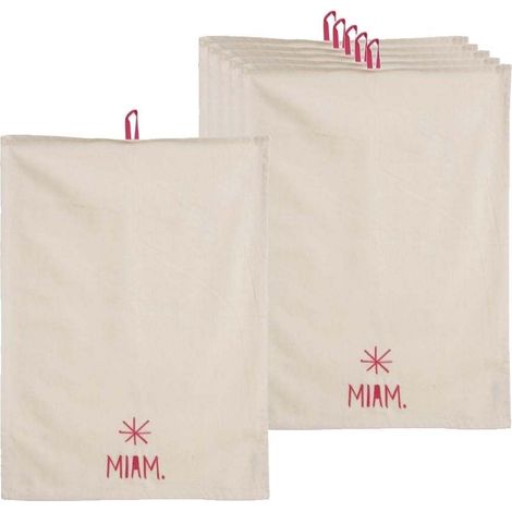 Torchon de cuisine en coton Miam (Lot de 6) (1/3)