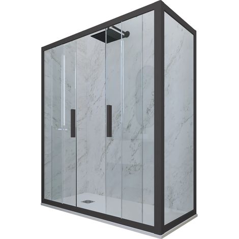 Eck-Duschkabine in PVC 80x120 Klarglas Anthrazit Glam Duo