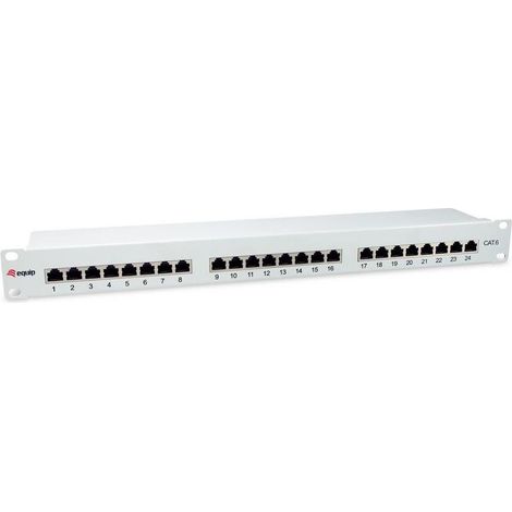 EQUIP 326325 24-Ports Cat.6 Geschirmtes Patch Panel, Hellgrau