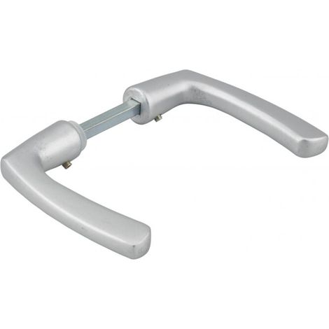 Paire de béquilles pour porte, carré 7x110mm, 1 portée, argent - (1/2)