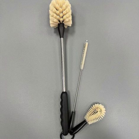 JauneEnsemble de brosses pour bouteilles d'eau, brosse de nettoyage 3 en 1 à long manche en acier inoxydable pour bouteilles d'eau à col étroit, bouteilles de sport et biberons (1/5)