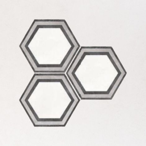Carrelage Imitation Carreaux de Ciment HEXAGON 25x22 cm Frame B&W