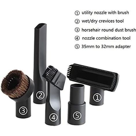 5-teiliges Staubsauger-Zubehörset – 32 mm – Reinigungsbürste – Fugendüse mit Schlauchadapter (35 mm auf 32 mm) (1/4)