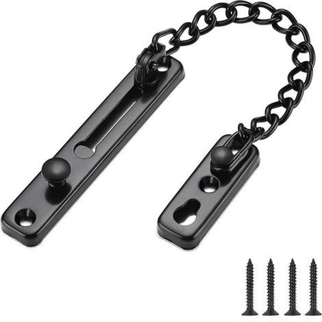 Serrure de Chaîne de Porte,Protège-porte de la Chaîne avec Serrure à Ressort anti-vol,Acier Inoxydable noir mat (1/5)