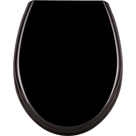 Froadp Oval Toilettendeckel Universal WC-Sitz mit Softclose Abnehmbar Hartplastik Antibakteriell Klobrille Stabile Einfache Montage 25 Muster Optional(Schwarz) (1/5)