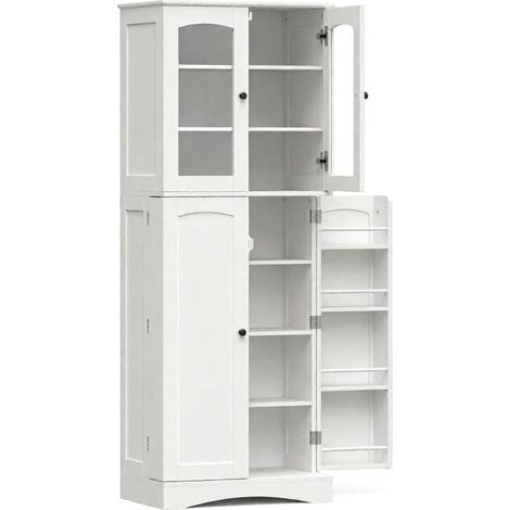 Meuble de cuisine haut blanc 60 x 40 x 162 cm en MDF et panneau de particules, inserts acryliques (1/5)