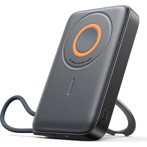 Power bank induttivo 3 in 1 da 10000 mAh e 22,5 W con cavo MagSafe integrato - Nero (1/5)